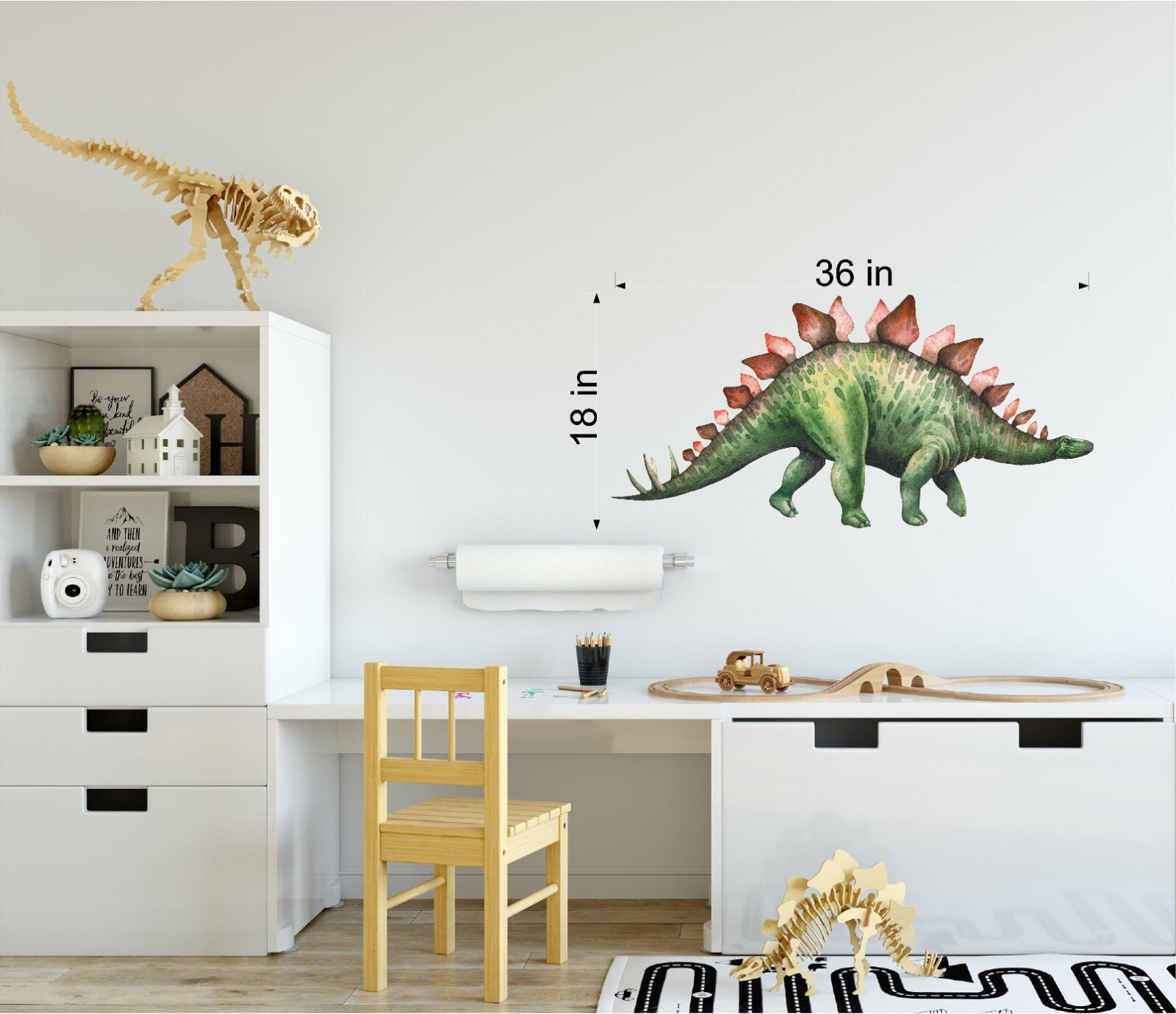 Watercolor Stegosaurus Dinosaur Wall Decal Removable Fabric Vinyl Wall Sticker