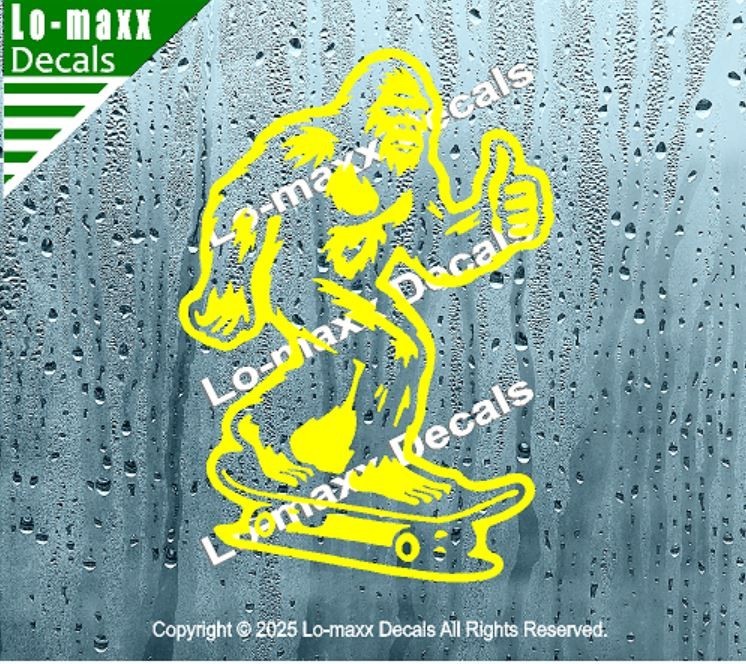 Sasquatch Yeti Skateboard Car Truck Funny Bigfoot Vinyl Sticker Die Cut Decal