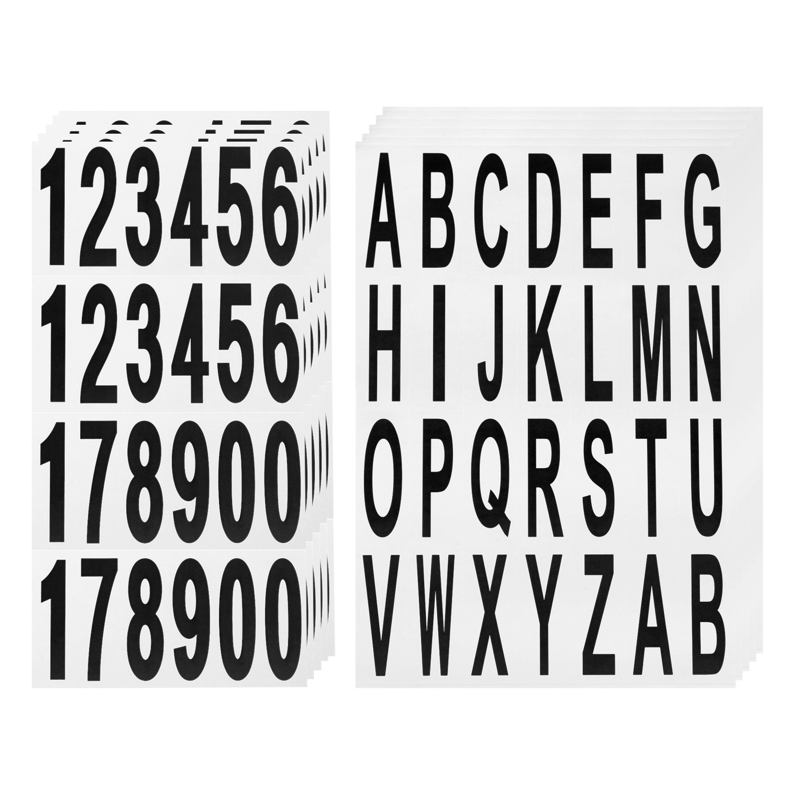 10 Sheets Mailbox Numbers and Letters for Indoor/Outdoor Decals, Black in White