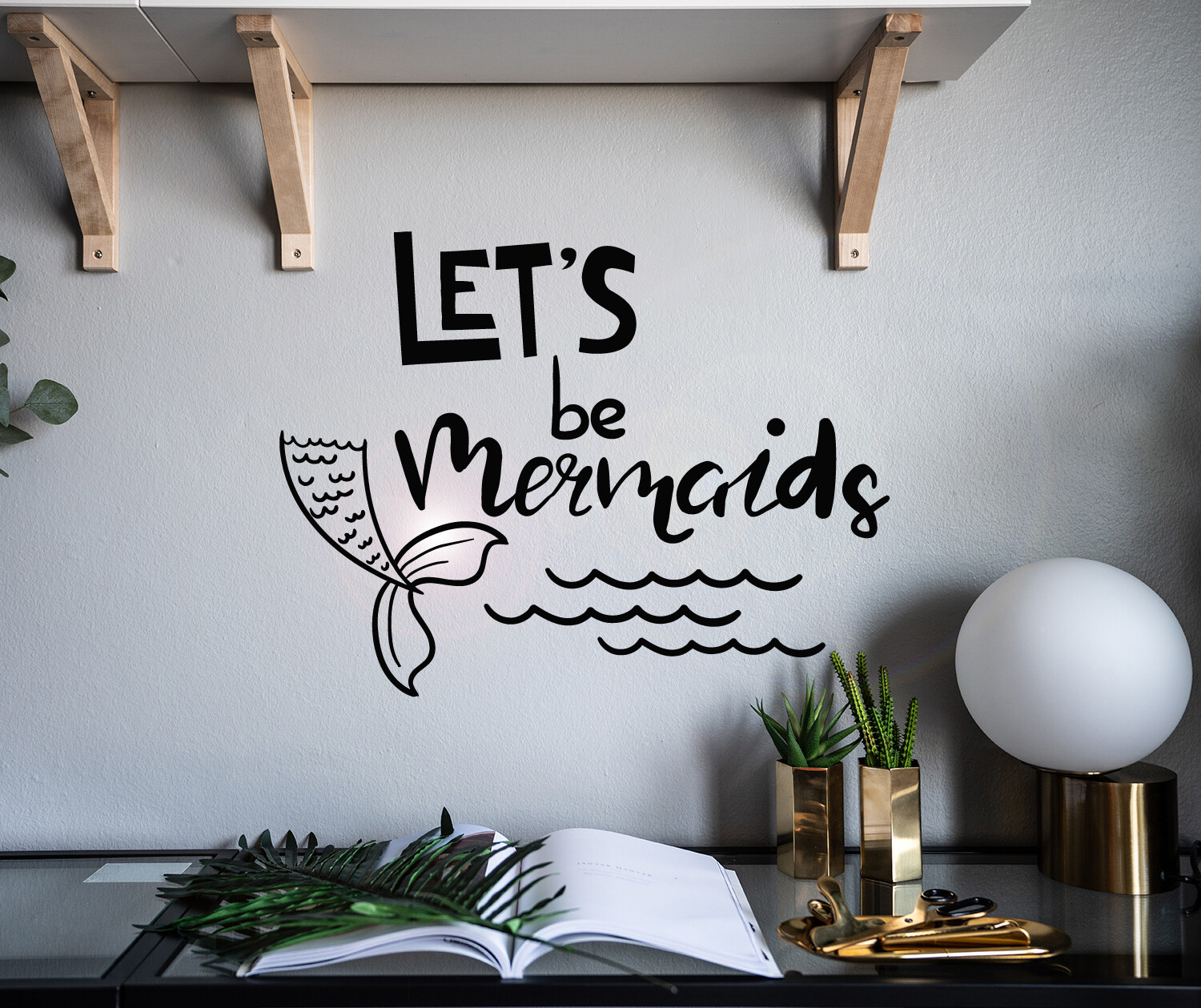 Vinyl Wall Decal Phrase Be Mermaids Bathroom Stickers 22.5 in x 17 in gz053