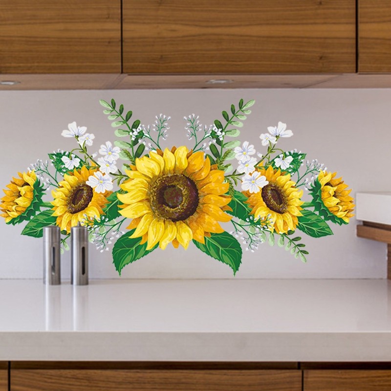 Fashionable Removable Sunflower Wall Sticker Flower Decor Waterproof Decals