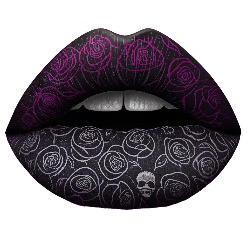 Lips Rose Black Skull Purple Sticker Labels (4) Party Favor Craft Scrapbook DIY