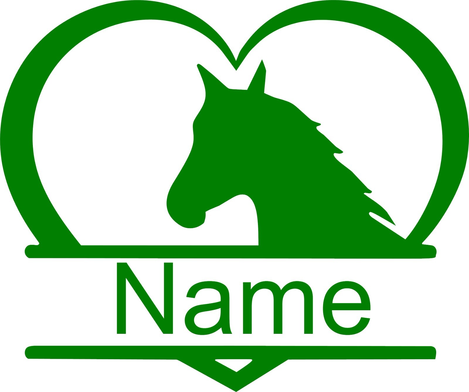 Horse in a Heart Decal (with name on it) 4.00w X 3.3" h