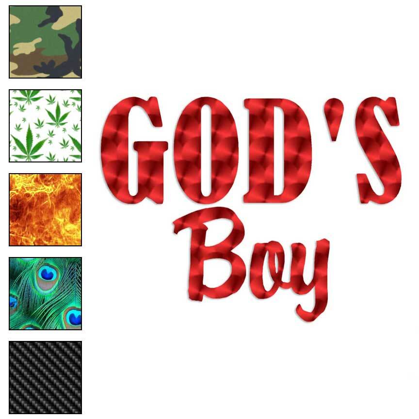 God's Boy Religion, Vinyl Decal Sticker, 40 Patterns & 3 Sizes, #3489