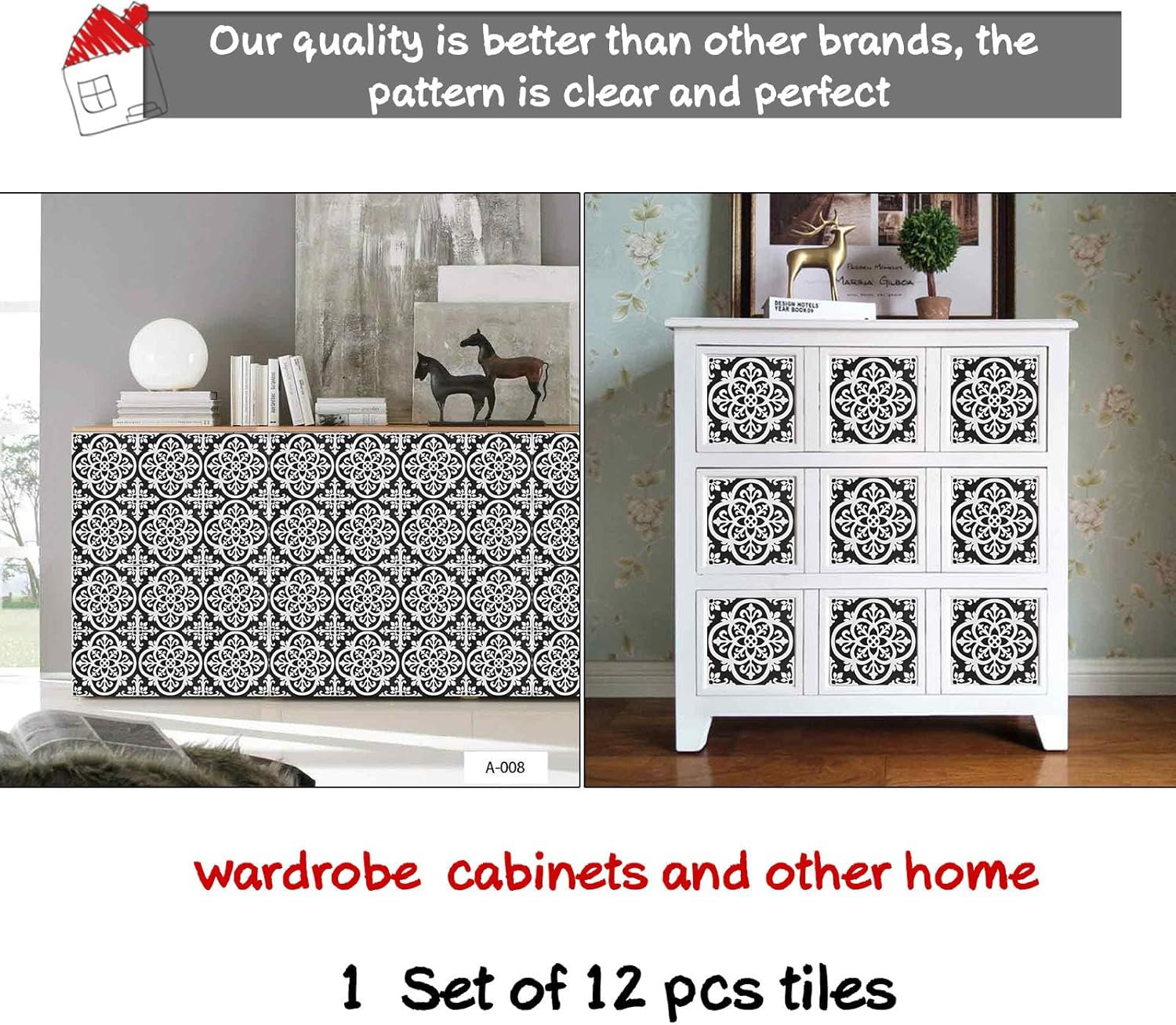 12 Pcs (6X6 In) Decorative Tile Stickers,Peel and Stick Wallcovering Self-Adhesi