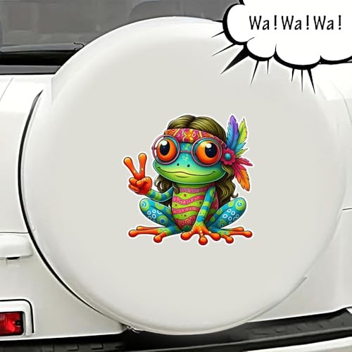 2 PCS Colorful Peace Frog Vinyl Decals – Waterproof Removable Stickers for