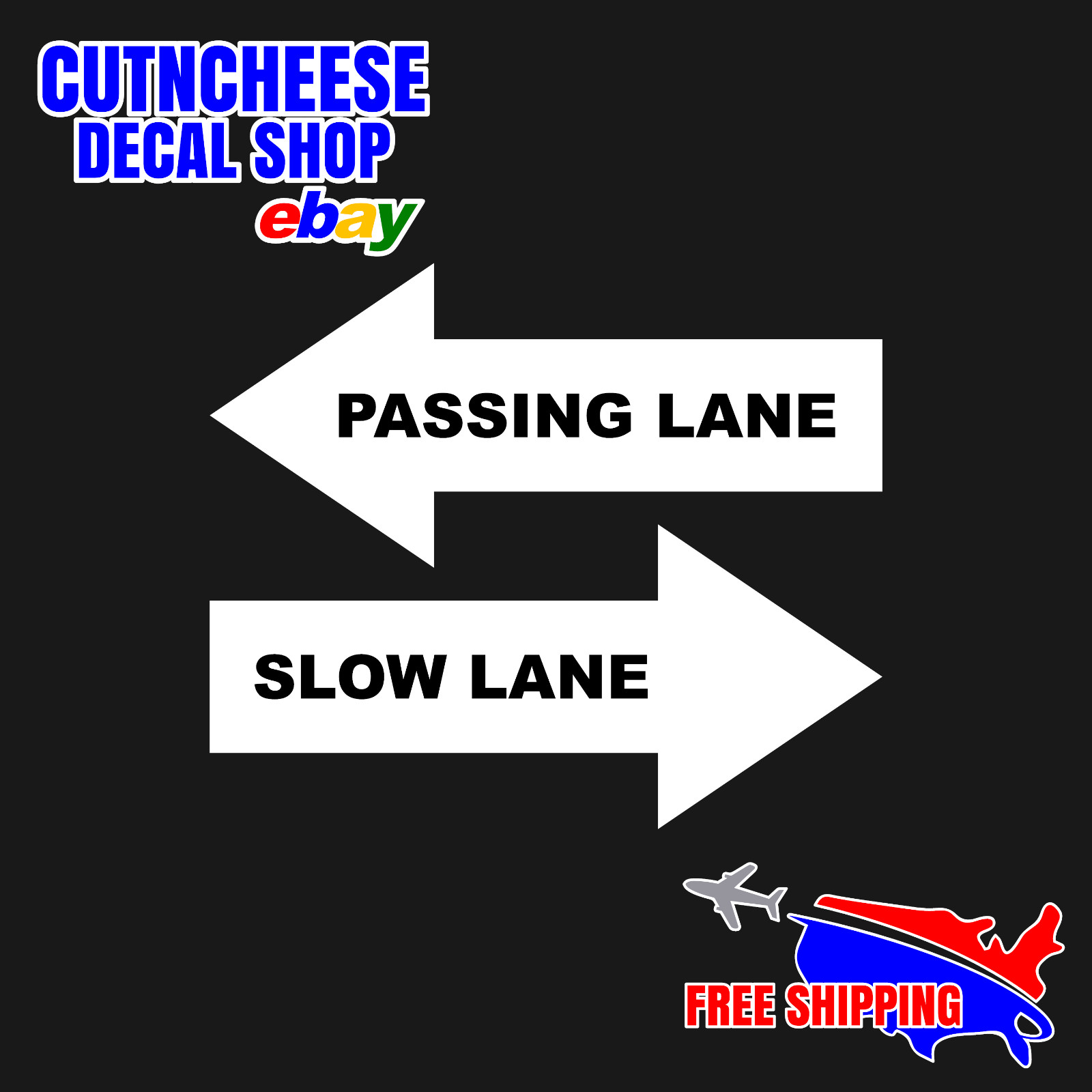 Funny Sticker "Passing & Slow Lane" Highway Courtesy 11" x 5" Vinyl Decal