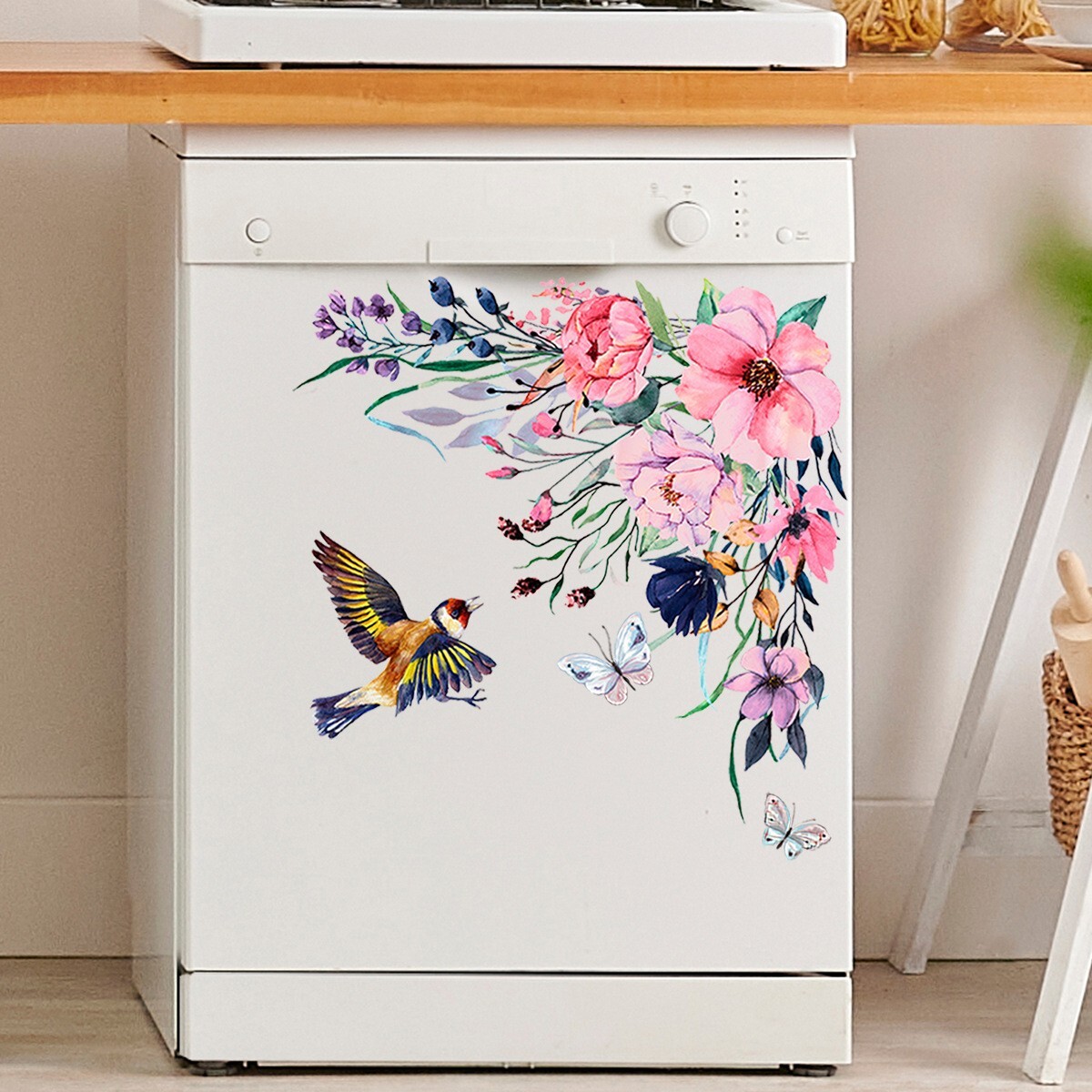1Pcs Plant Flower Decorative Sticker Easy Use PVC Toilet Fridge Sticker Art Déco