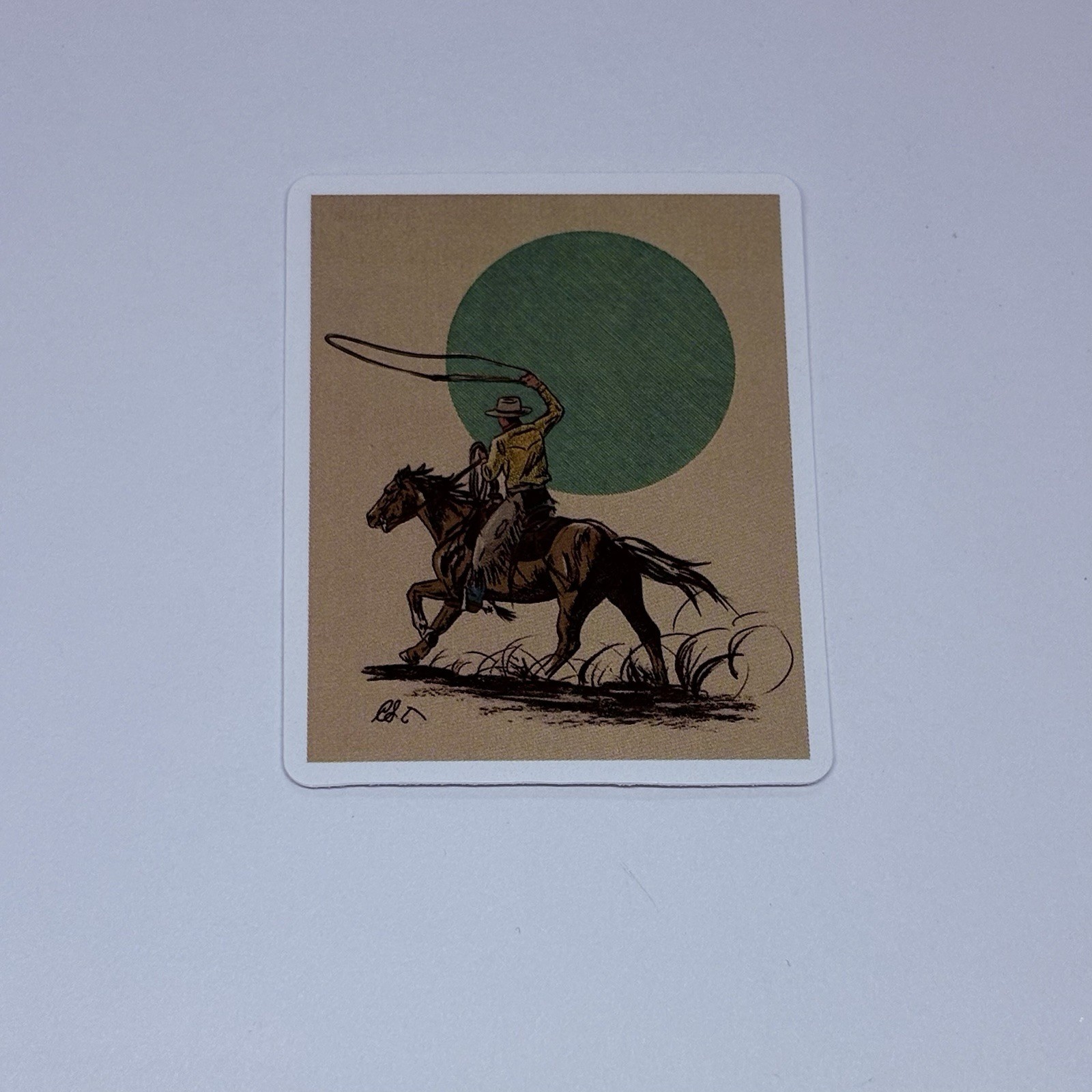 Cowboy On Horse Lasso Sticker Sunrise Art Decal Vinyl USA Texas Souvenirs Tc9