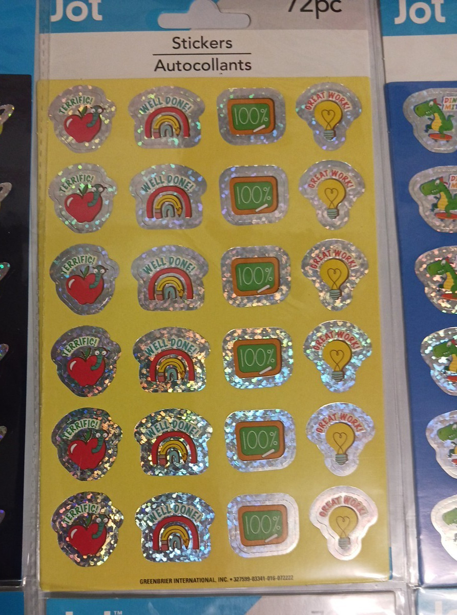 Foiled sticker school, home awards for kids + teachers 8 packs 576 foil stickers