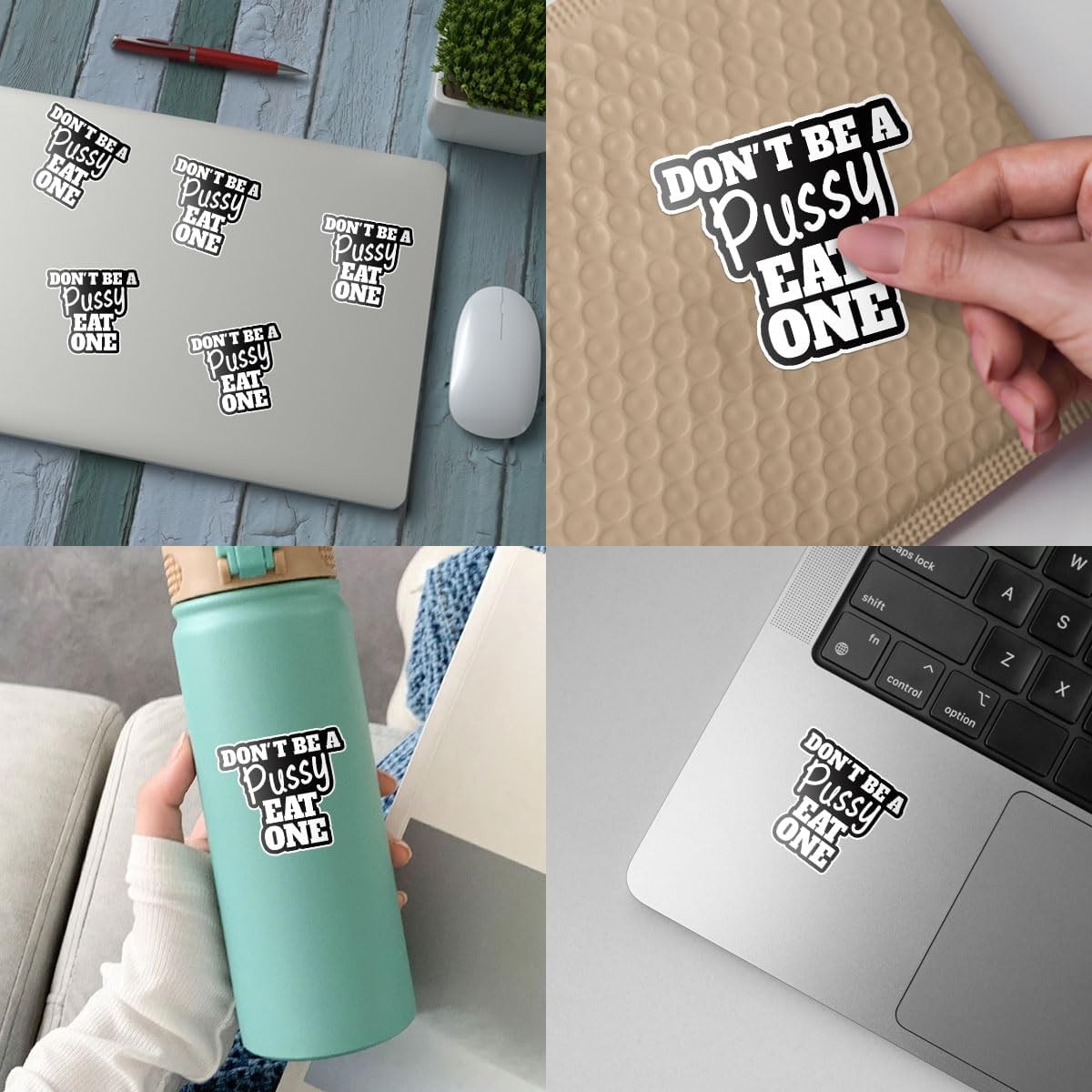 3Pcs Don't Be A Pussy Eat One Sticker Funny Adult Joke Humor Meme Dirty Joke Gif