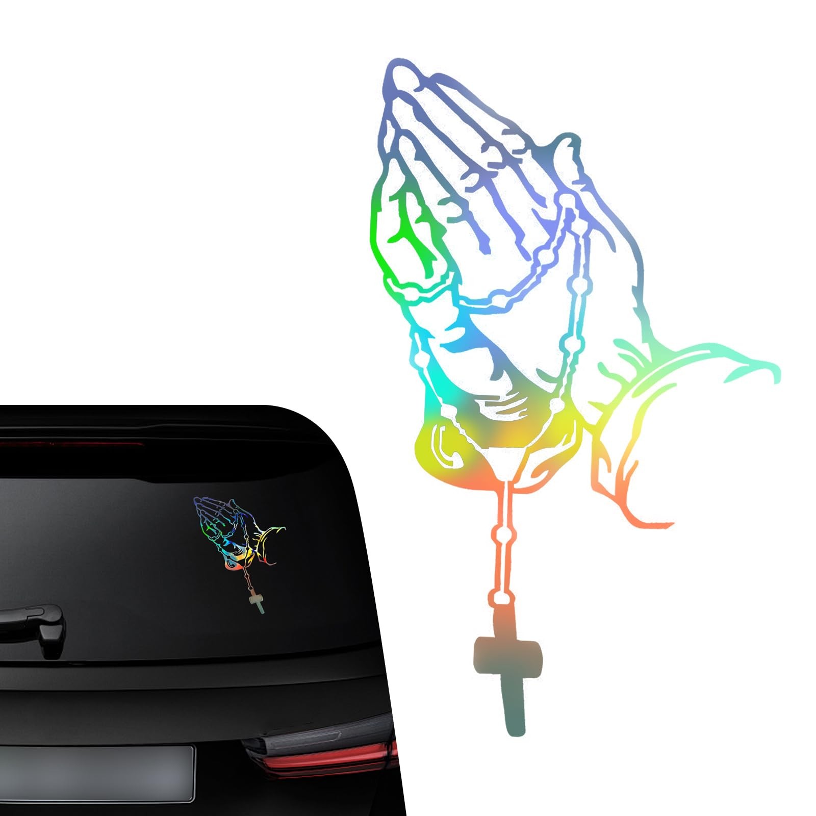 1 PC Praying Hand Decal Sticker, Premium Vehicle Decals, Praying Hands & Rosa…