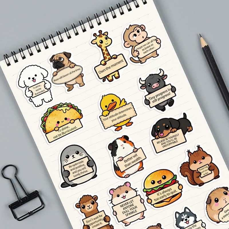 100Pcs None Animal Face Decals PVC Scratch Proof Laptop Skin Stickers