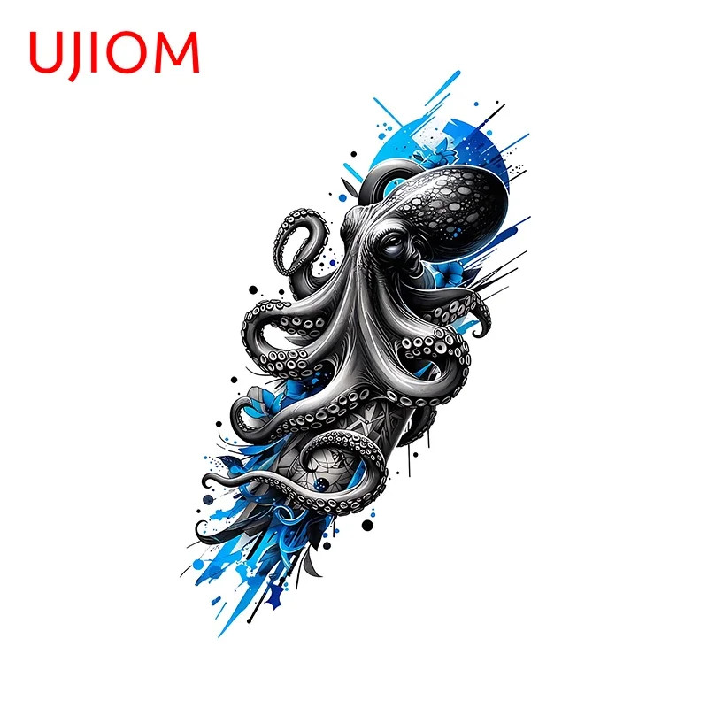 UJIOM Blue Octopus Design Wall Stickers Cool Ink Style Animals Tuya