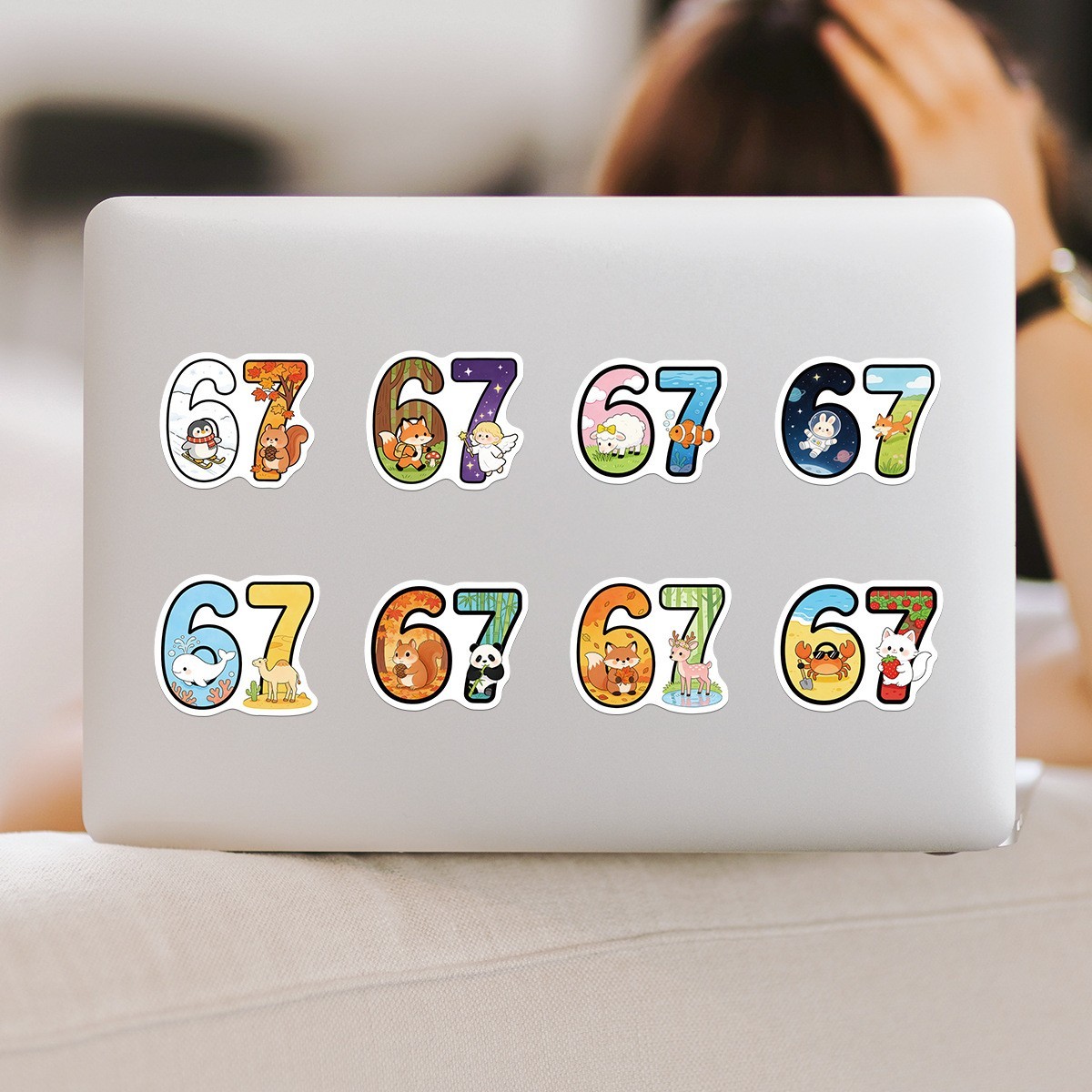 50pcs Waterproof Vinyl Stickers Number 67 Six Seven Luggage Phone Laptop Fridge