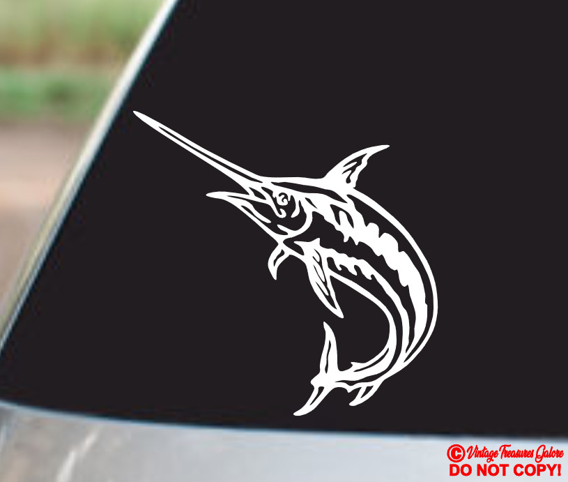 SWORDFISH Vinyl Decal Sticker Car Boat Window Wall Bumper FISH DEEP SEA FISHING