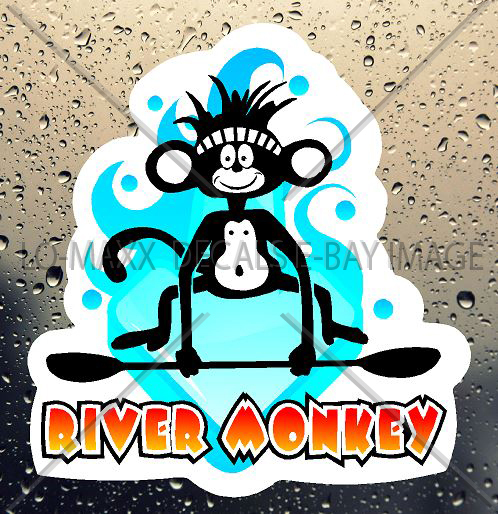 River Monkey Whitewater Watersports Kayaking Boating Outdoor Sport Vinyl Sticker
