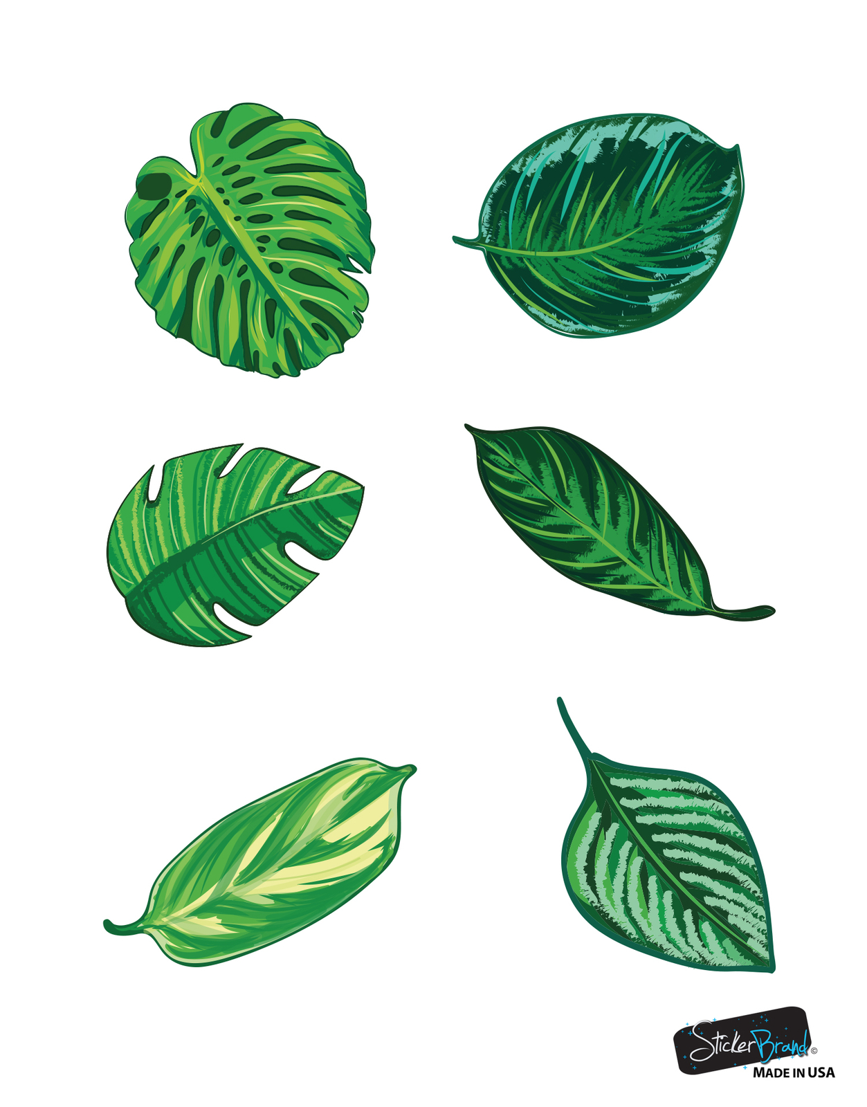 Tropical Plant Leaves Wall Decal, Hawaiian Party Beach Theme Decor. #6094