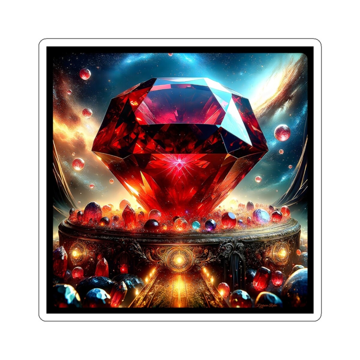 Ruby In The Rough Huge Gemstone Diamond Jewels Kiss Cut Sticker