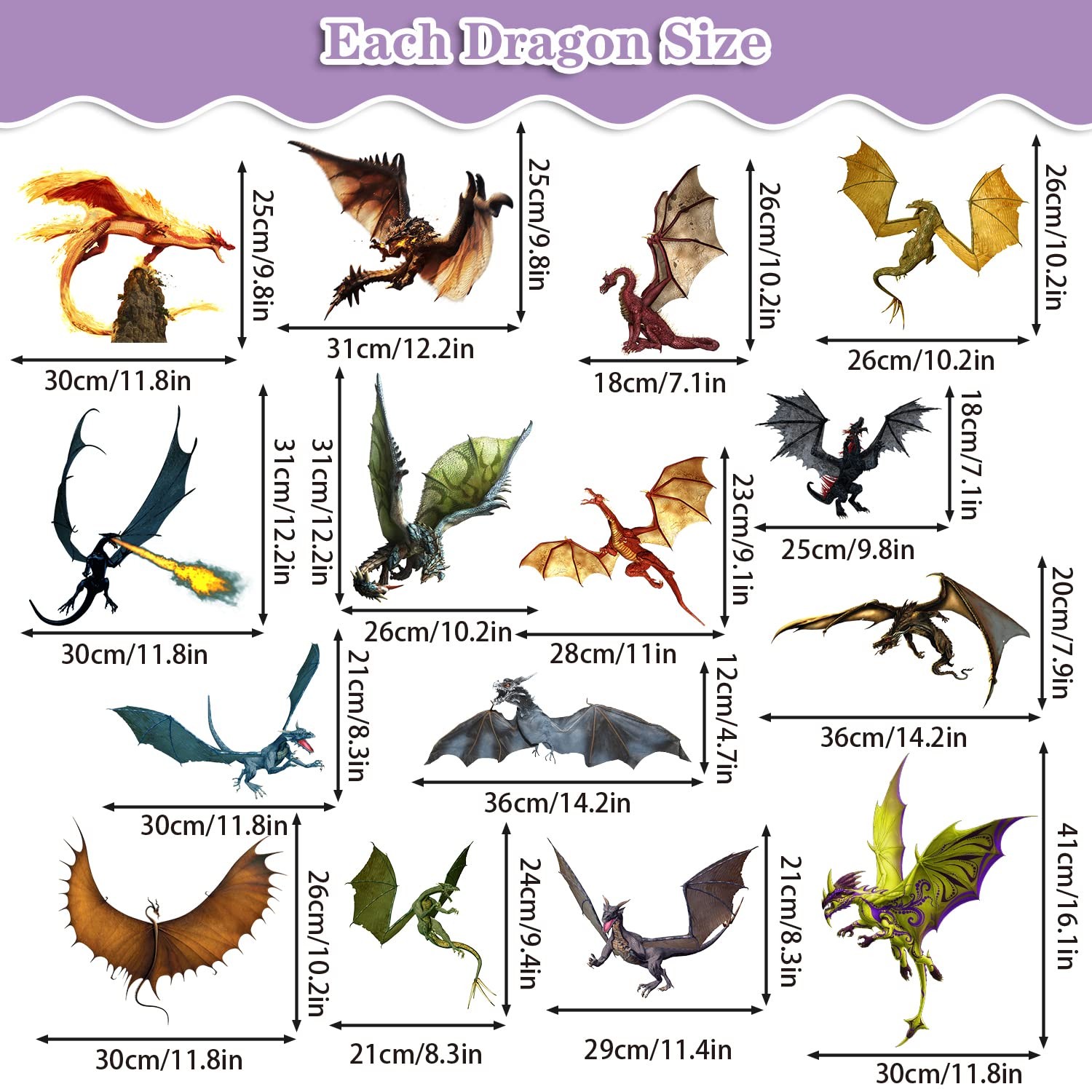3D Fantasy Dragon Wall Decal Peel & Stick Dragon Flying Wall Stickers Removab…