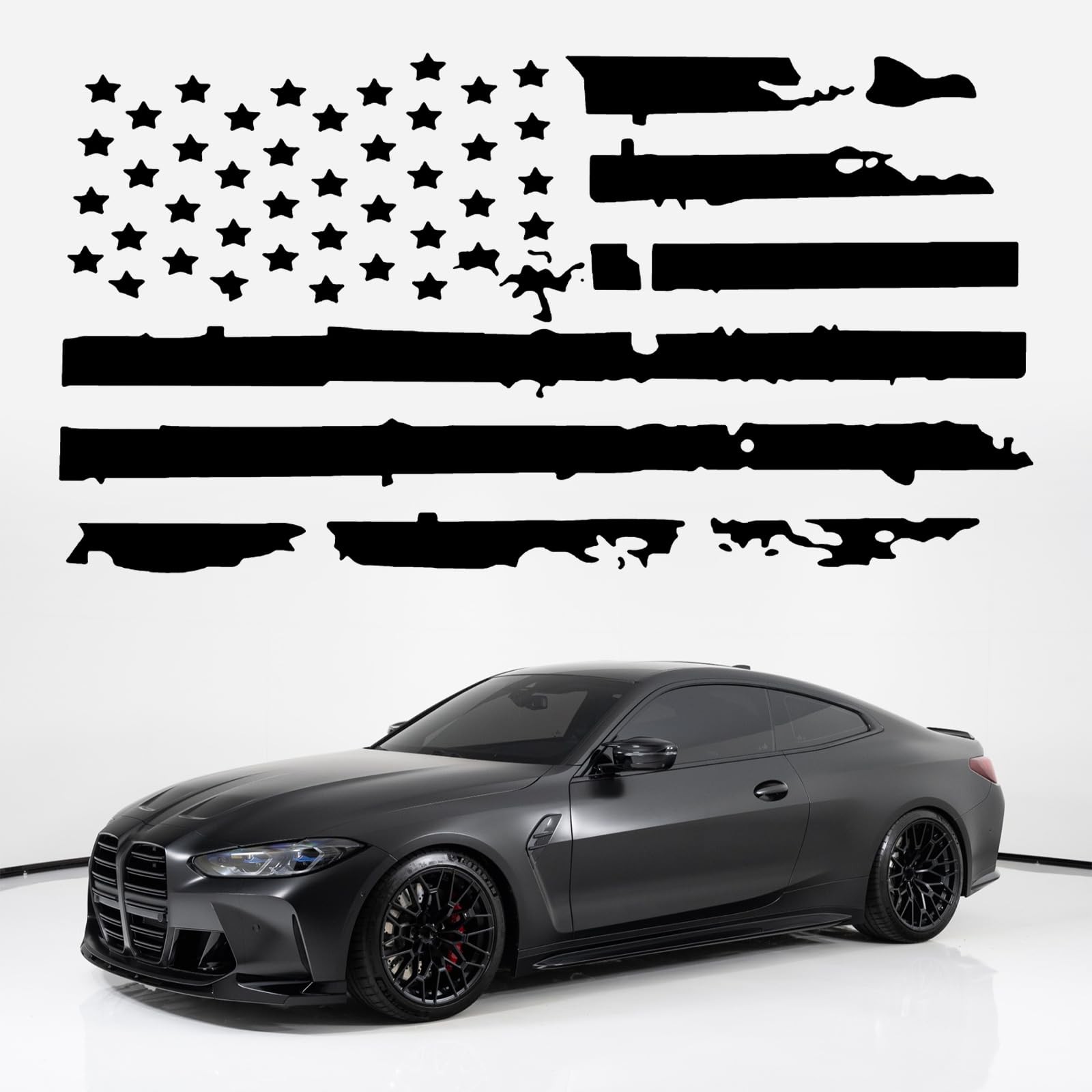 Distressed American Flag Car Hood Decal Vinyl Waterproof Sticker for Jeep,
