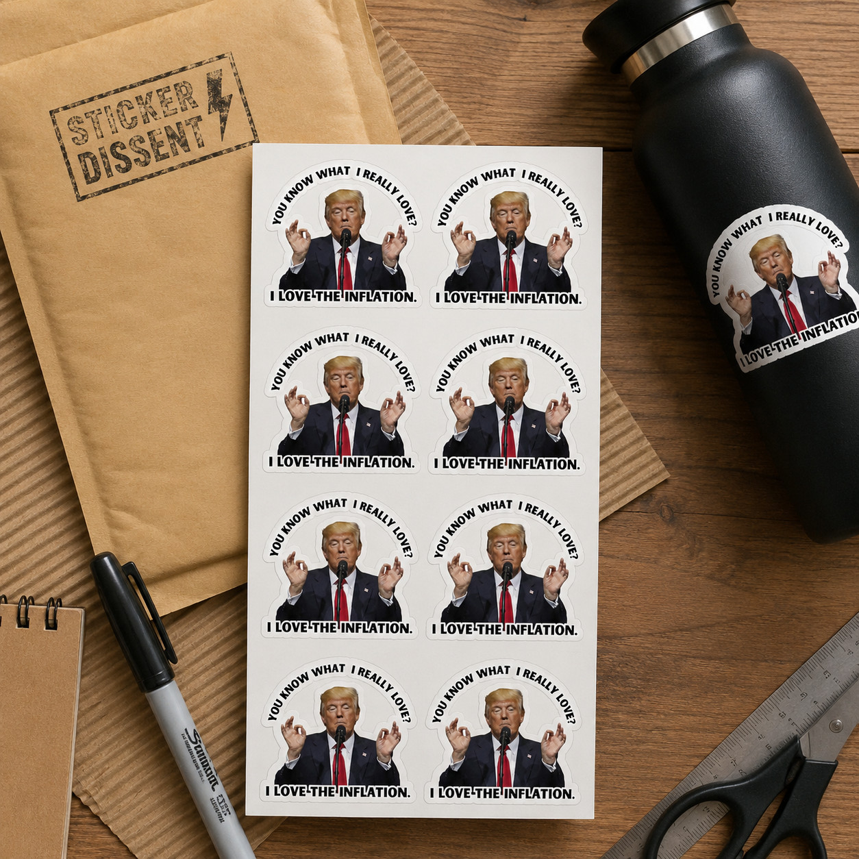 Trump Sticker Pack I Love The Inflation, 25 pcs Waterproof Glossy Decals 1.5"