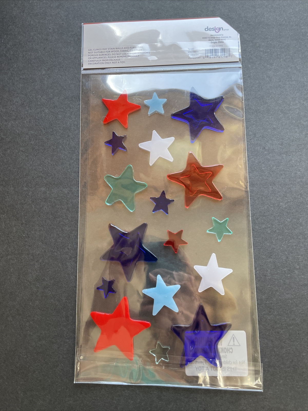NEW USA Red White And Blue Stars 4th of July Gel Window Stickers Clings 17 ct