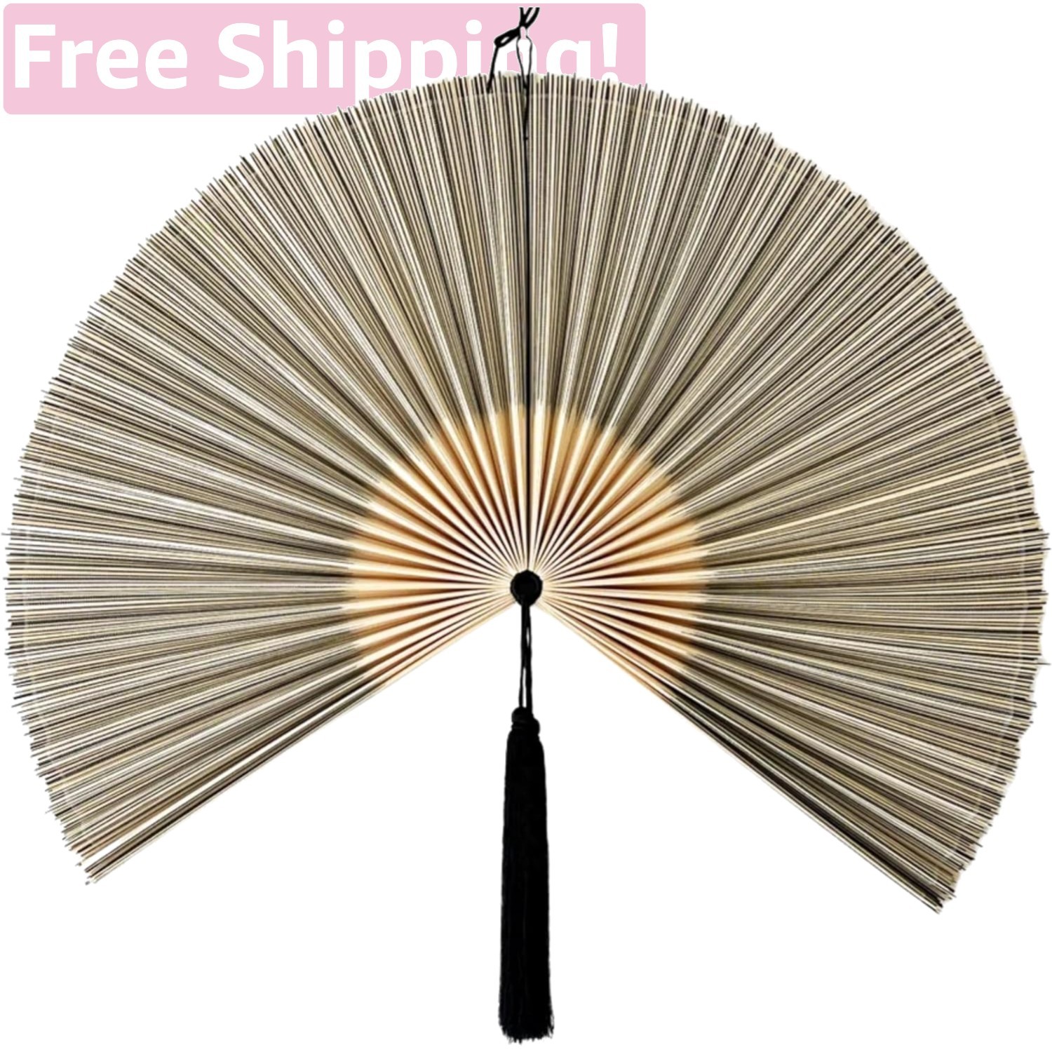 Fan Wall Decor Giant Fan Bamboo Wall Art for Boho Hanging Headboard 48×48