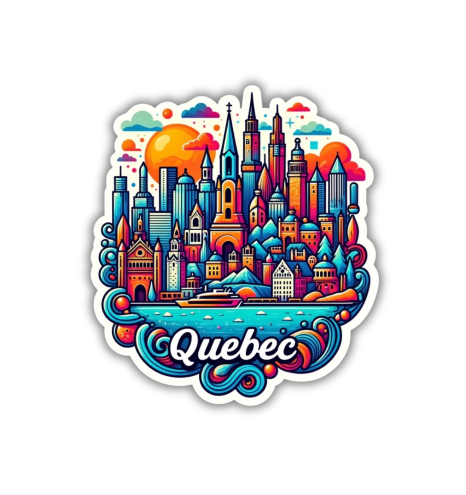 Quebec City Canada Fridge Magnet or Laptop Sticker