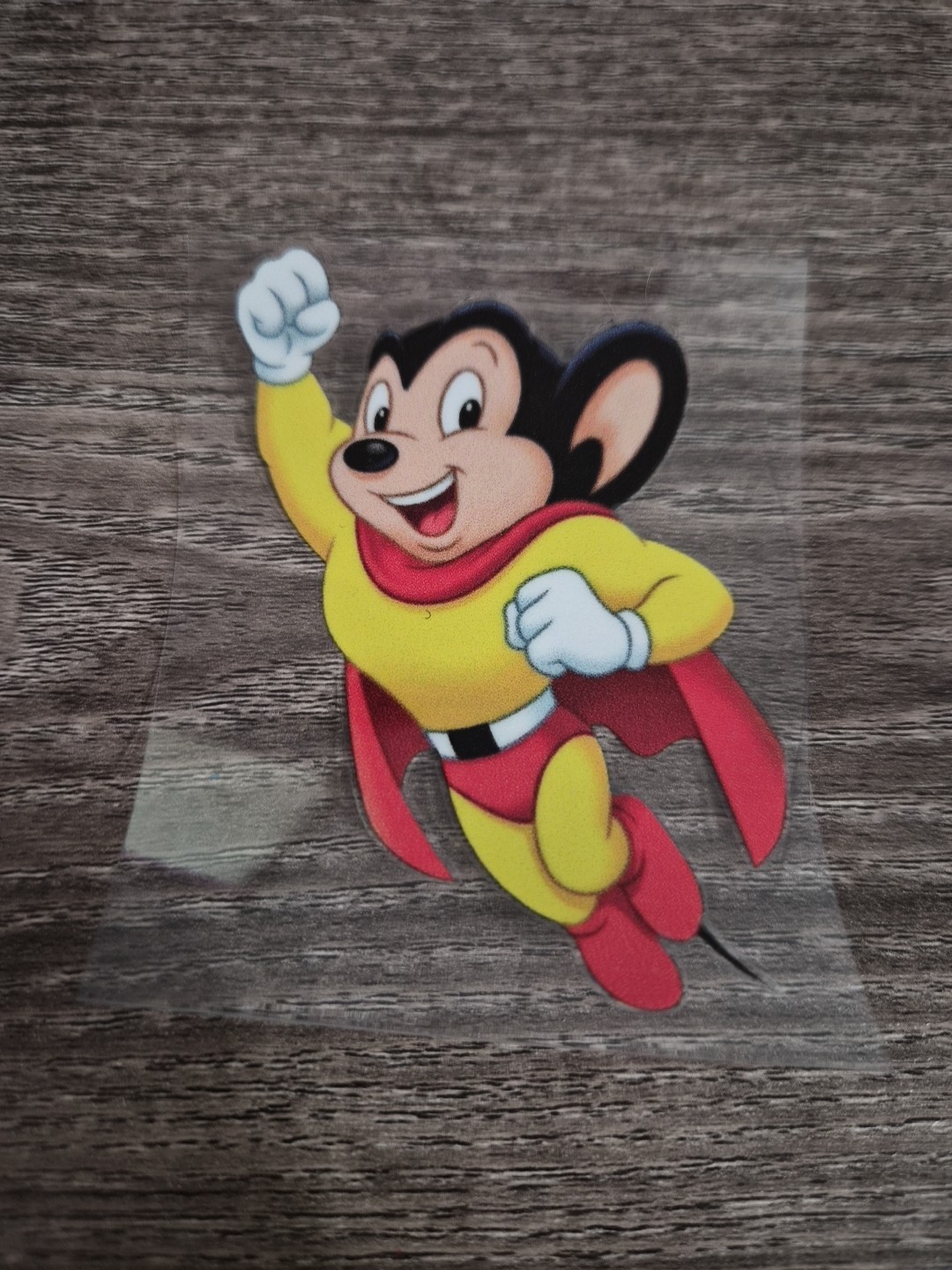 Mighty Mouse Flying Retro Cartoon UV DTF Decal Sticker Waterproof Made In USA