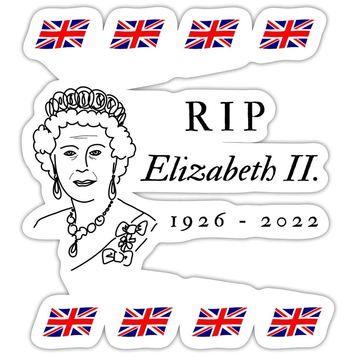 RIP Queen Elizabeth II 1926 – 2022 Sticker, max. 4 x 4"