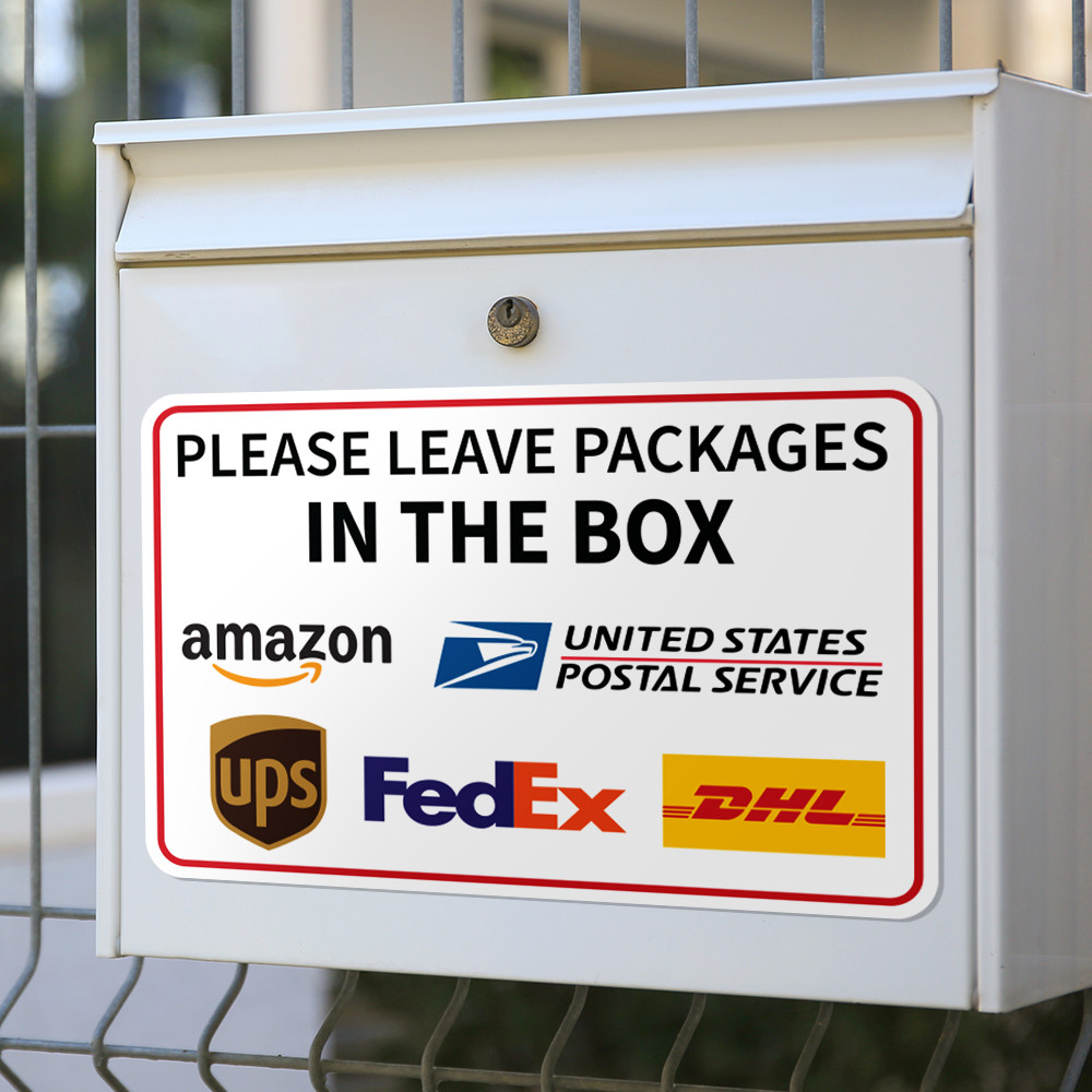 2-Pack Please Leave Packages In The Box Delivery Sign Sticker Vinyl Decal