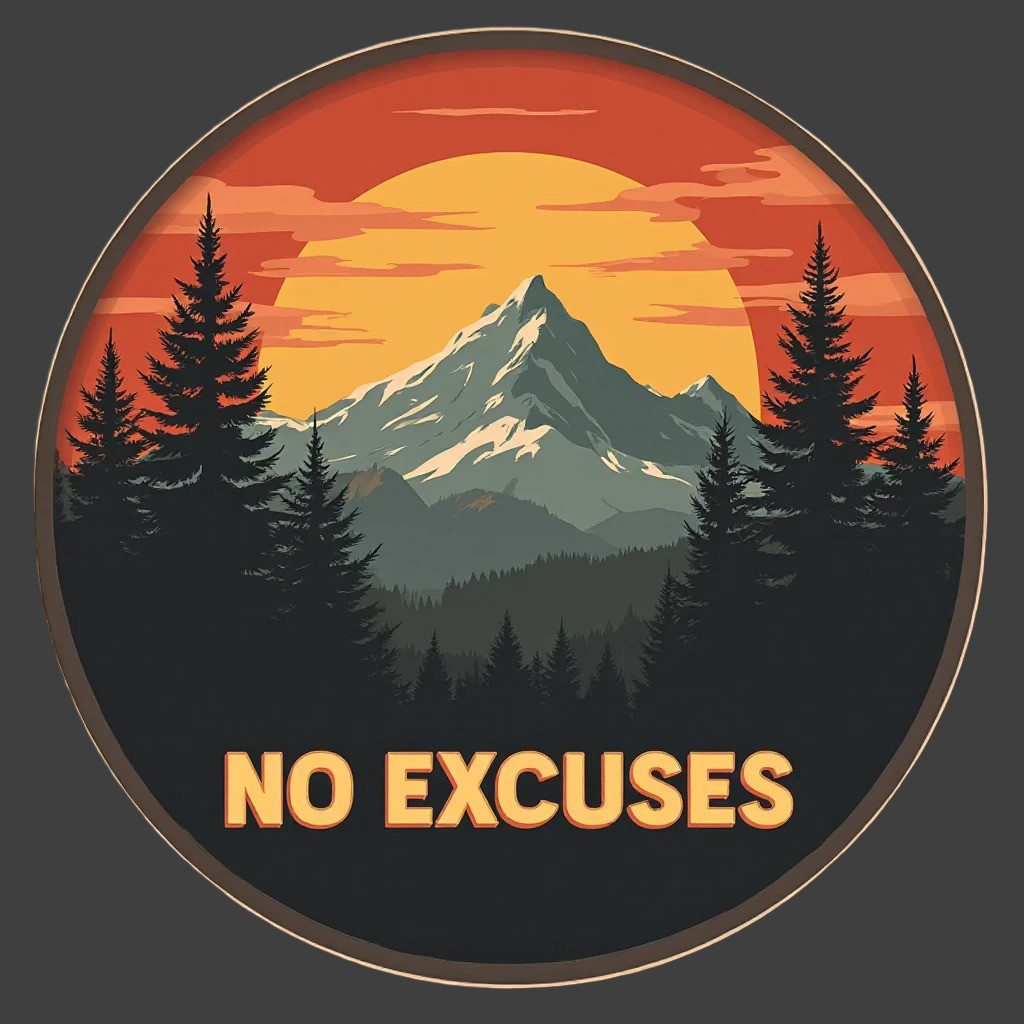 Hiking sticker vinyl decal fitness no excuses mountains sunset camping outdoor