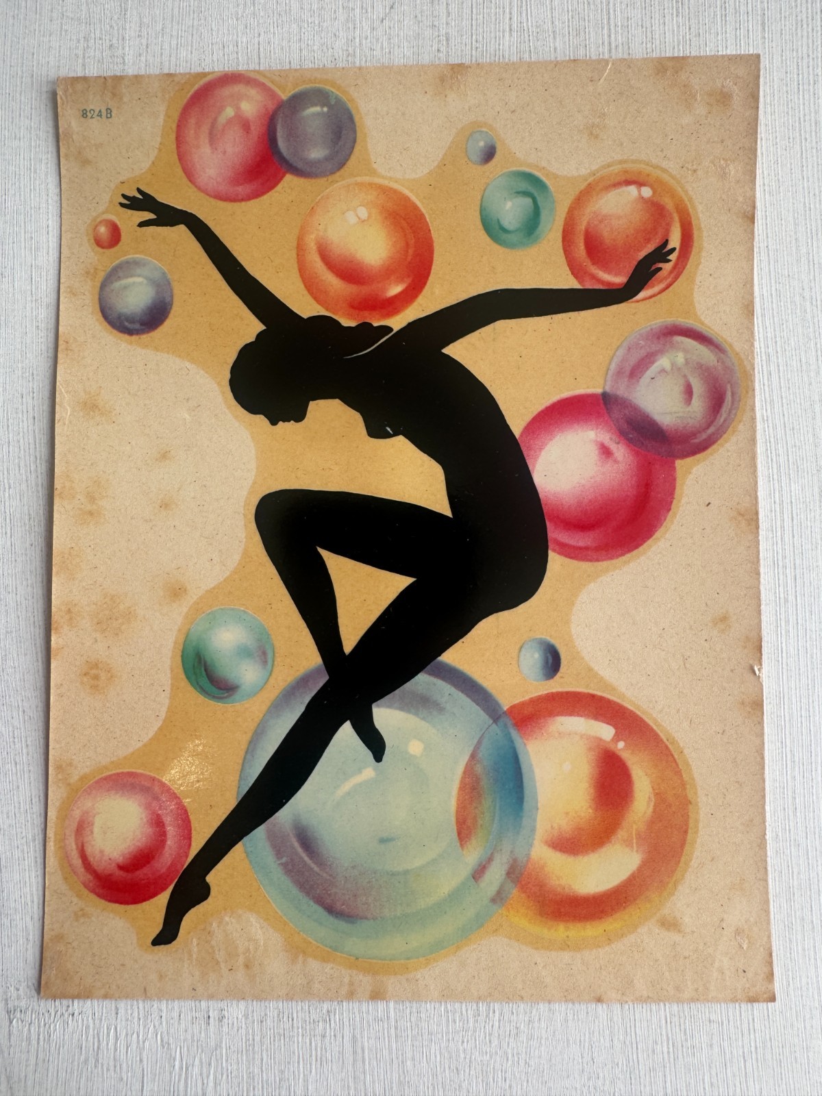 Vintage Meyercord Decal #824-C Silhouette of Pinup Girl w/ Bubbles