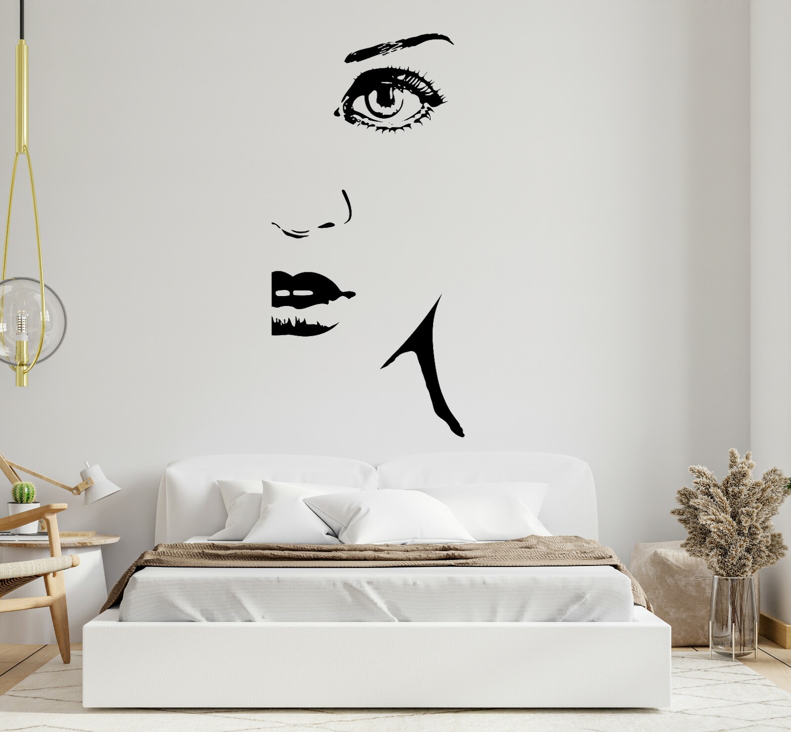 Women Face Wall Decal Line Art Modern Large Wall Decal Removable Sticker