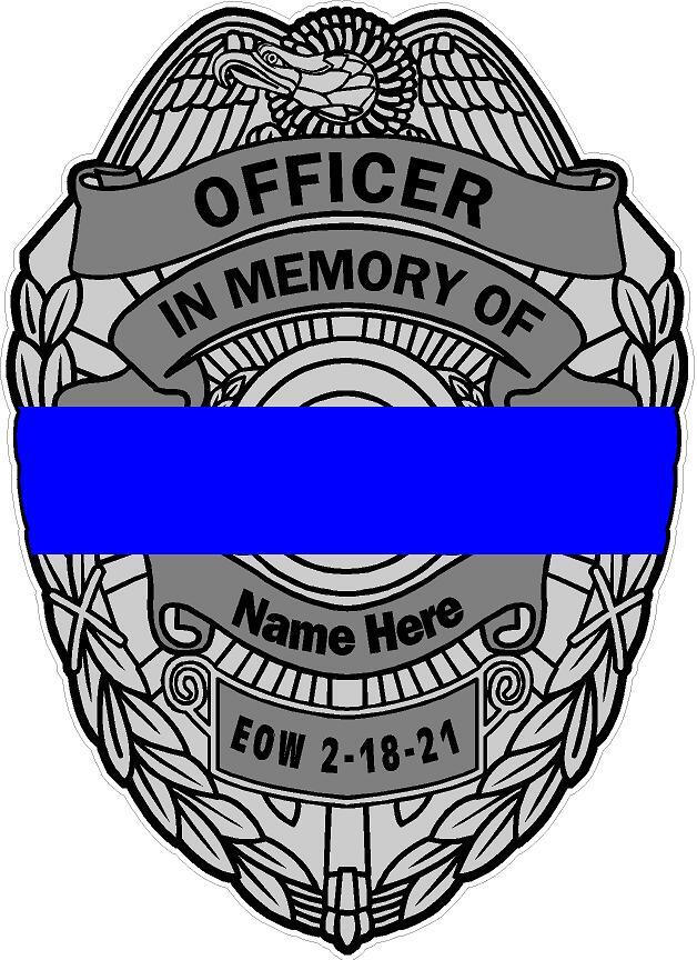 Custom Officer Memorial Shield Blue Line Decal Sticker Police Sheriff LEO