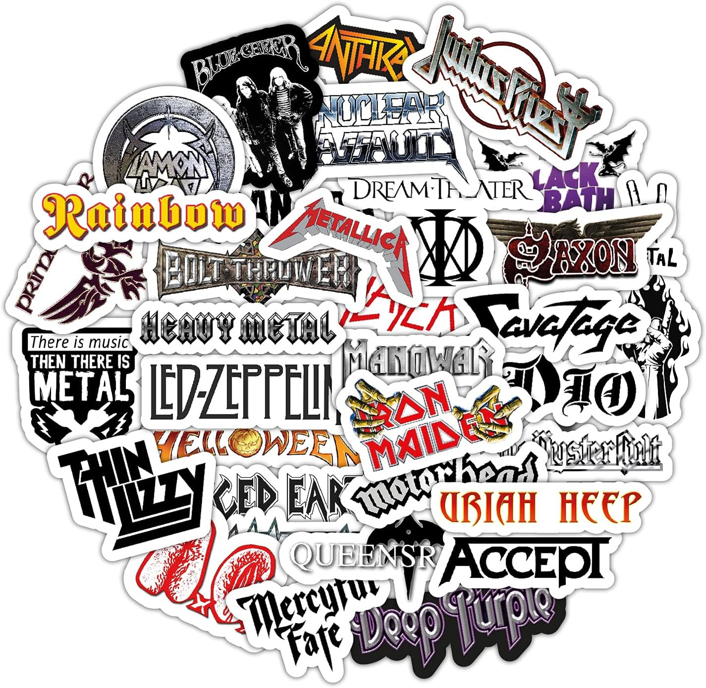 Heavy Metal Band Sticker Pack, Rock Stickers – 35 Pieces, Strong Adhesive & Wate