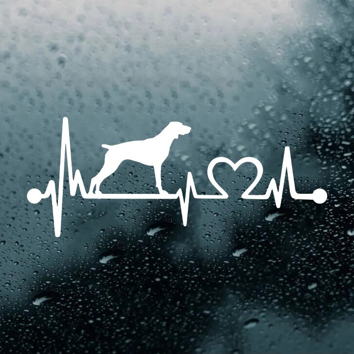 German Shorthaired Pointer Heartbeat Vinyl Decal | Heart Love GSP | Sticker