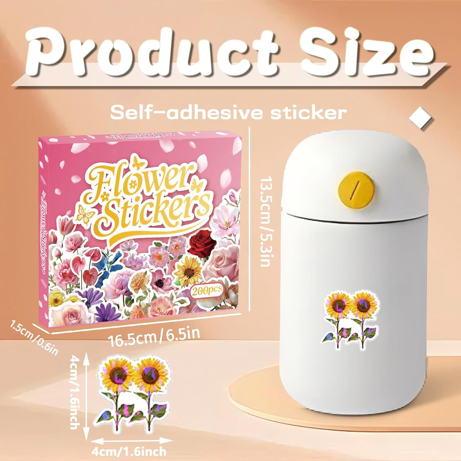 200 Pcs Flower Stickers Cute Floral Sticker for Adults Flowers Aesthetic Vinyl W