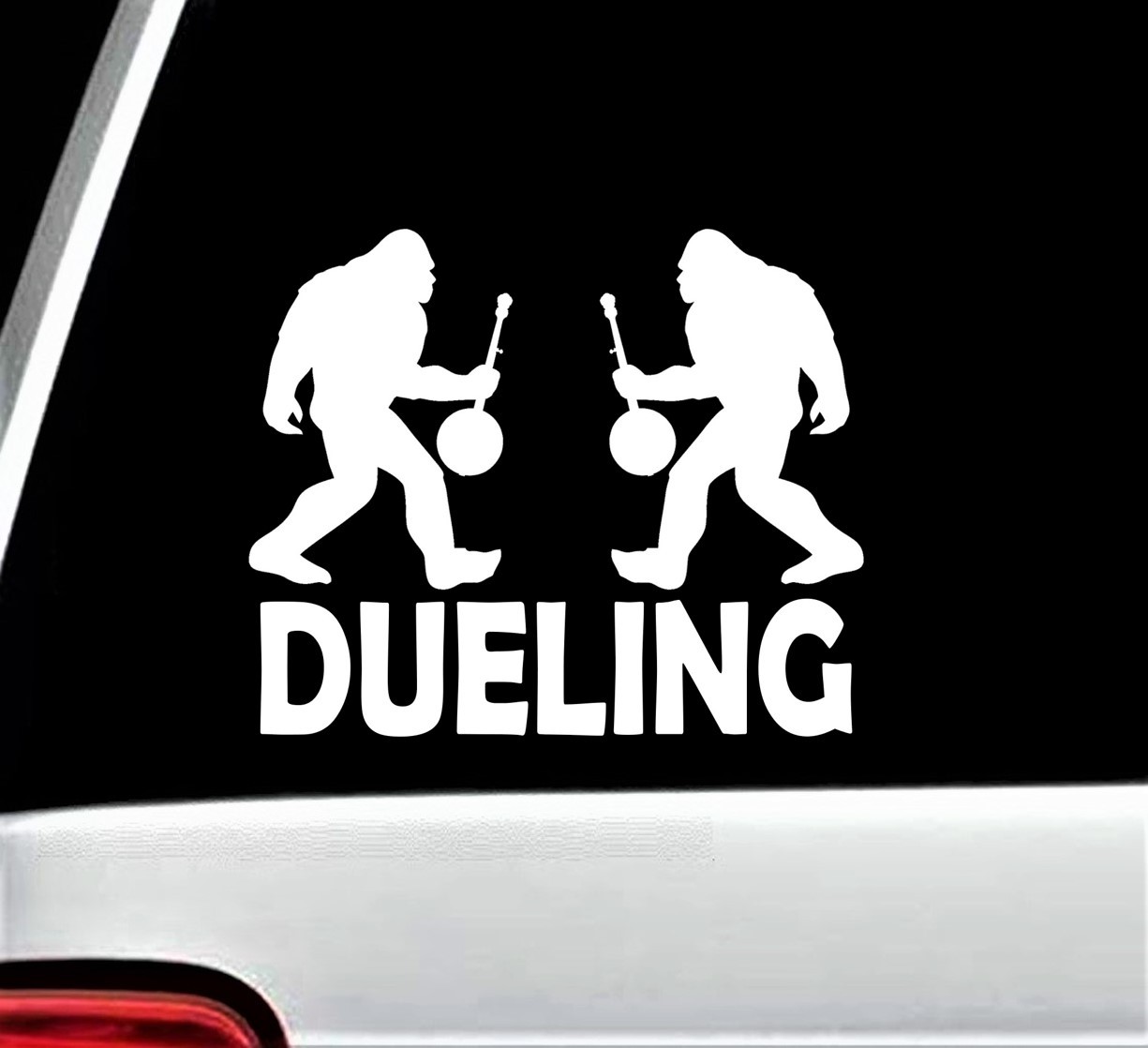 Dueling Bigfoot with Banjo Bluegrass Decal Sticker for Car Window 6.0 Inch BG253