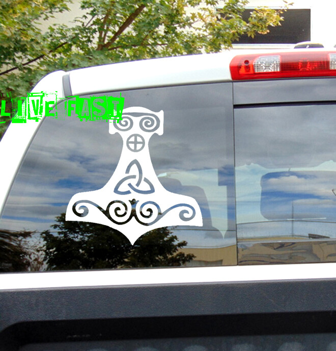 THORS HAMMER VINYL DECAL STICKER pagan asatru tyr viking rune thor norse runes