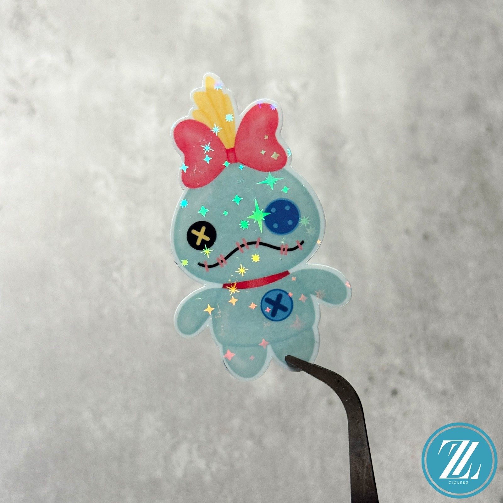 Scrump Doll Sticker, Holographic Lilo and Stitch Decal