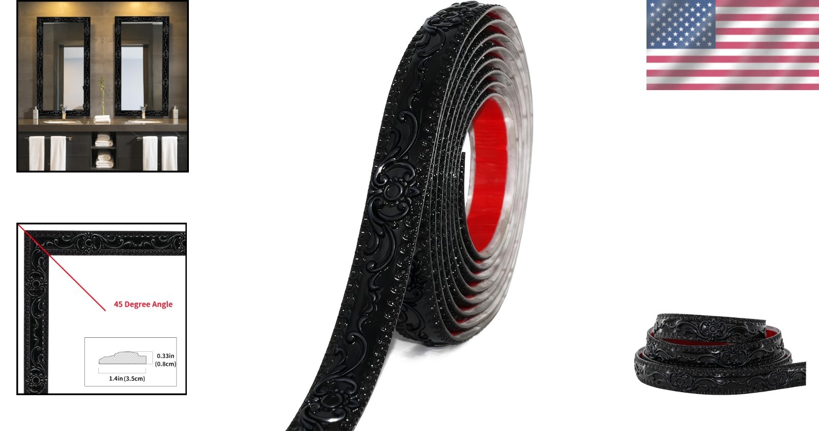 Flexible Self Adhesive Wall Trim in Black