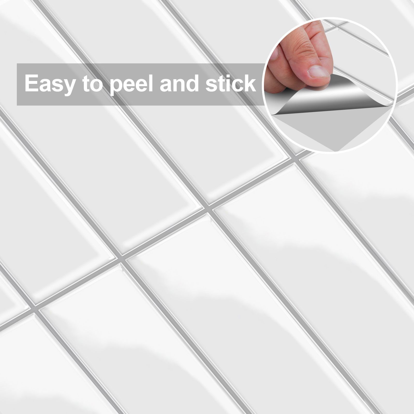 10 Pack 10" White 3D Wall Tiles PVC Self Adhesive Waterproof Kitchen Bathroom