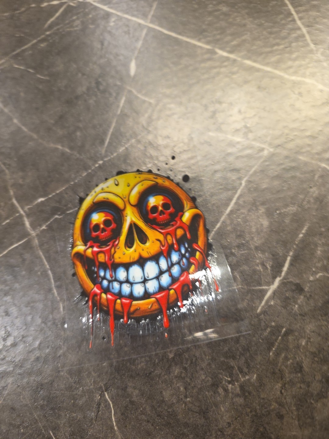 Evil Smile Skull Eyes Smiley Face UVDTF Raised Decal STICKER Waterproof Color
