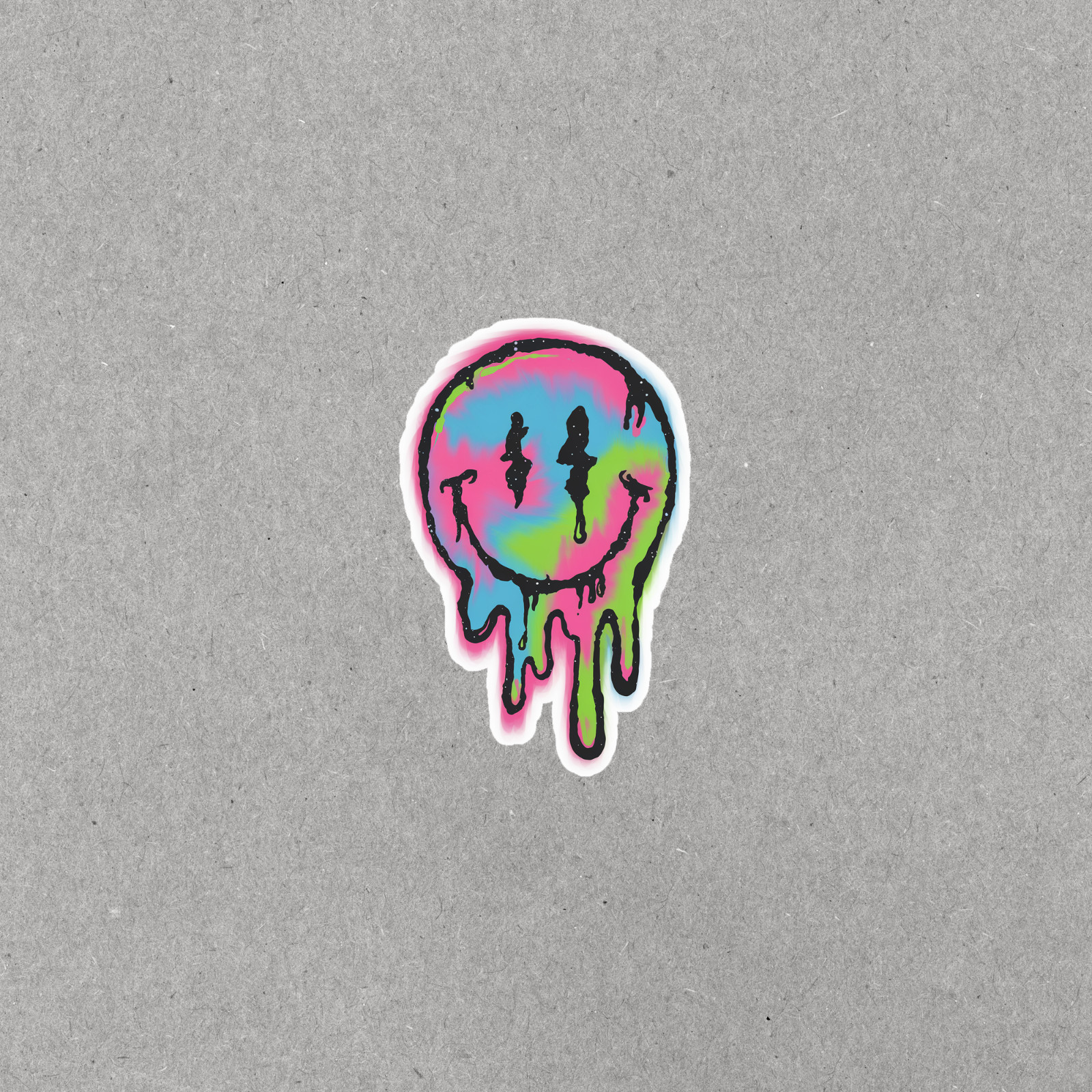 Psychedelic Smiley Face Sticker – Trippy Colorful Melting Smile Decal #4513
