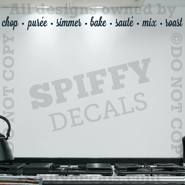 Kitchen Words Border Mix Saute Chop Bake Grill Vinyl Wall Decal Decor Sticker