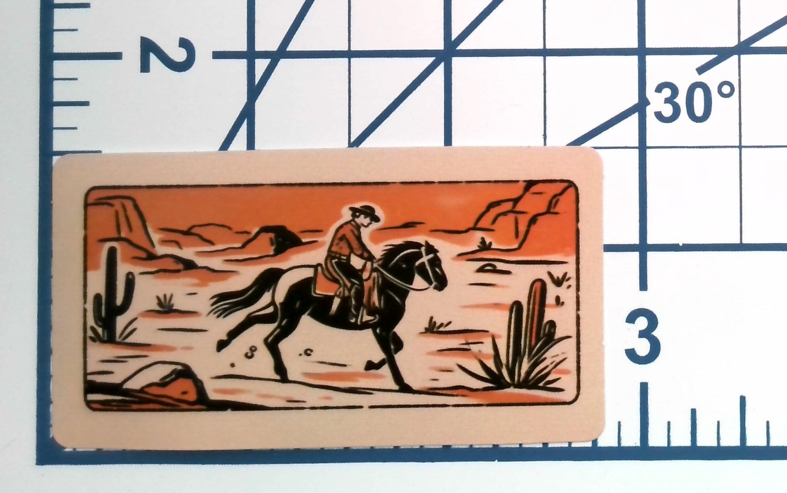 Vintage Cowboy Riding Horse Desert Landscape Western Retro Vinyl Sticker Decal