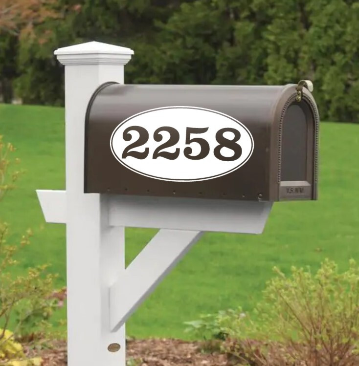TWO Custom Mailbox Address Street Numbers Vinyl Decal House Business Door [2