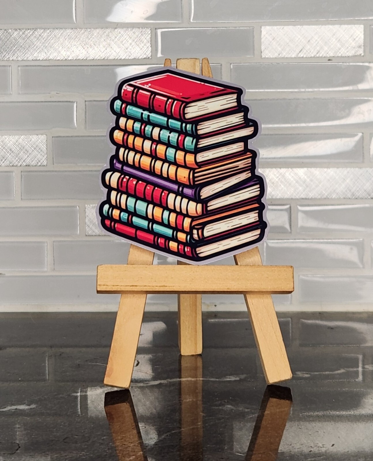 Stack of Books, WATERPROOF VINYL STICKER for LAPTOPS, TUMBLERS, ETC